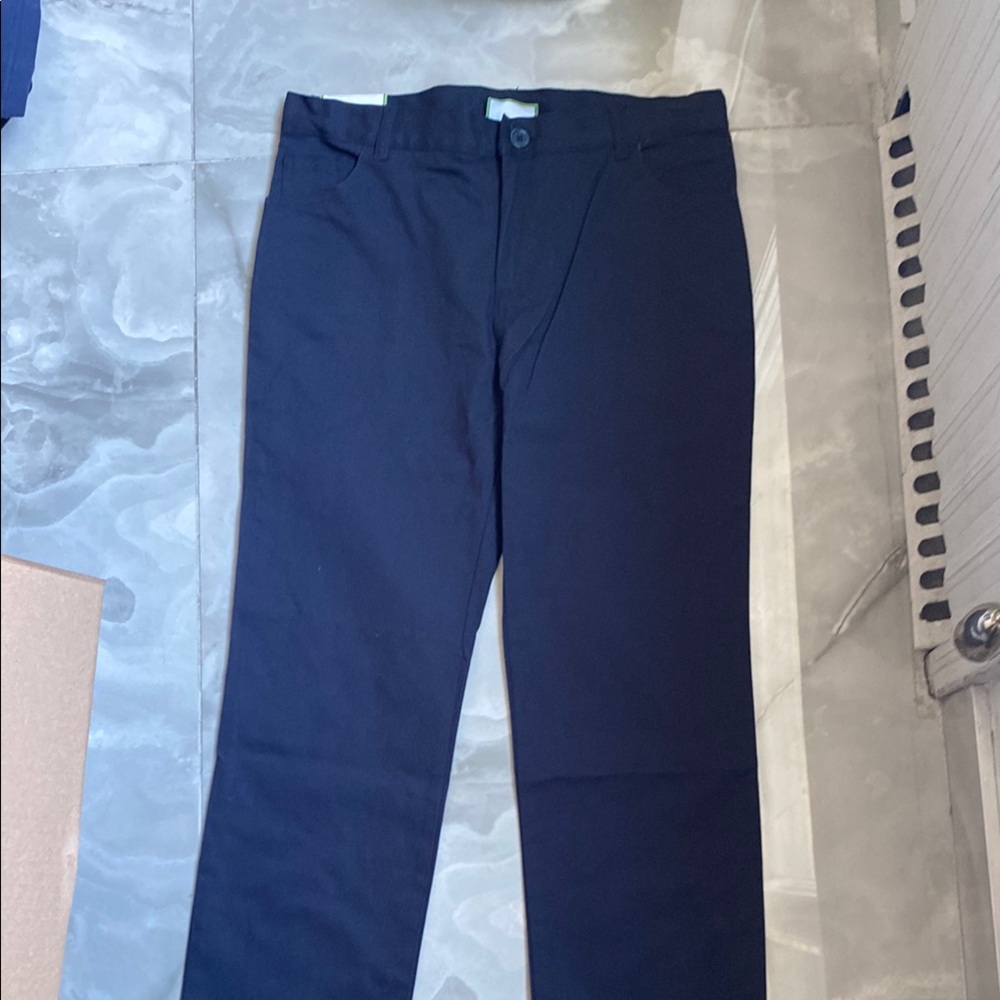 Black Straight Leg Jeans with Flat Front Waistband